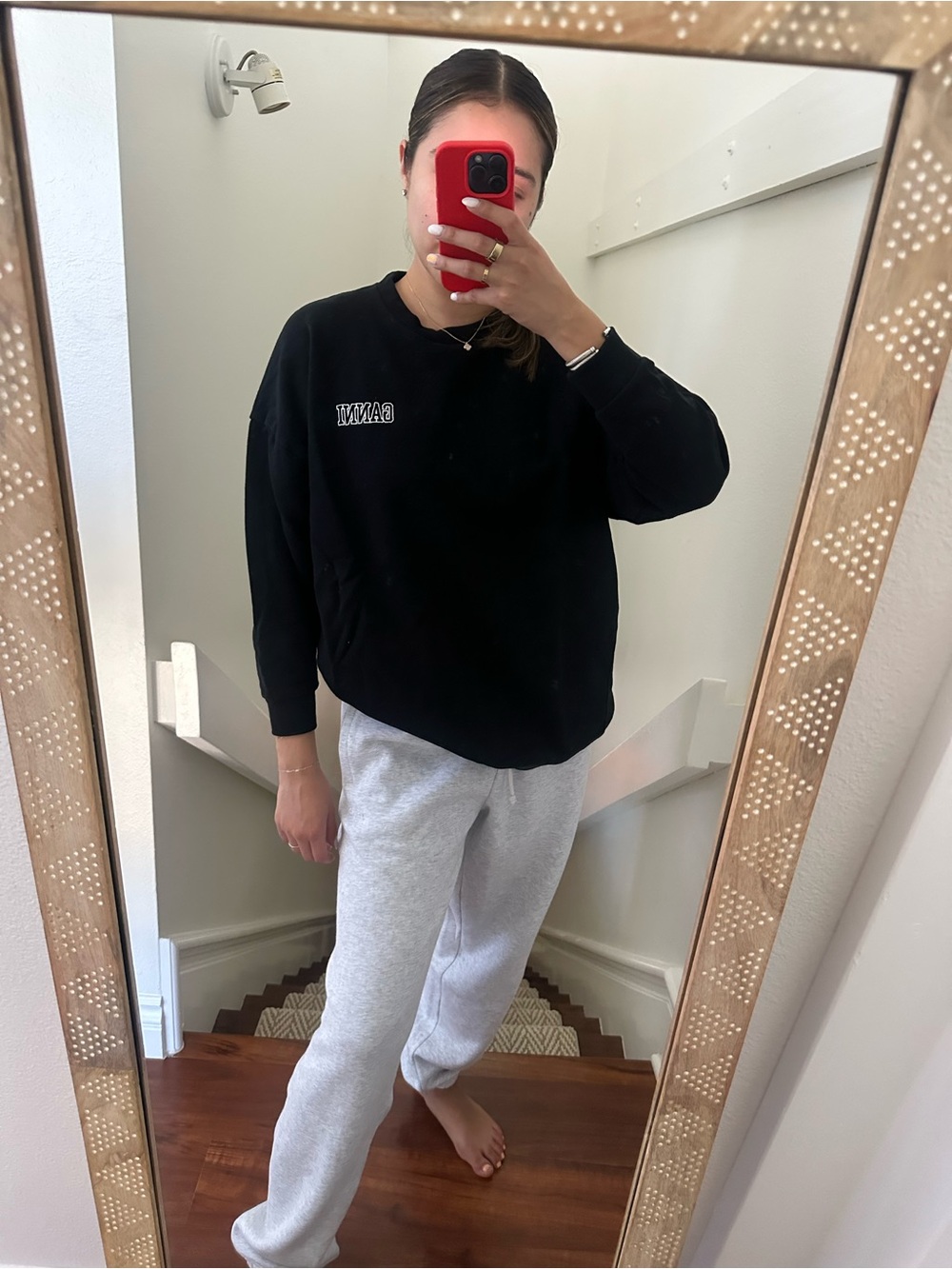 Ganni Black Logo Crewneck Sweatshirt